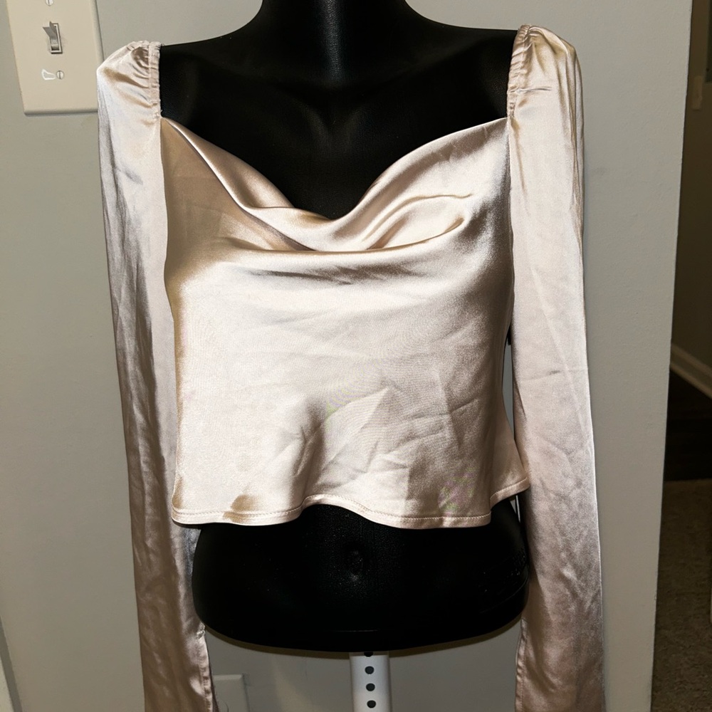 Princess Polly Cream Satin Blouse